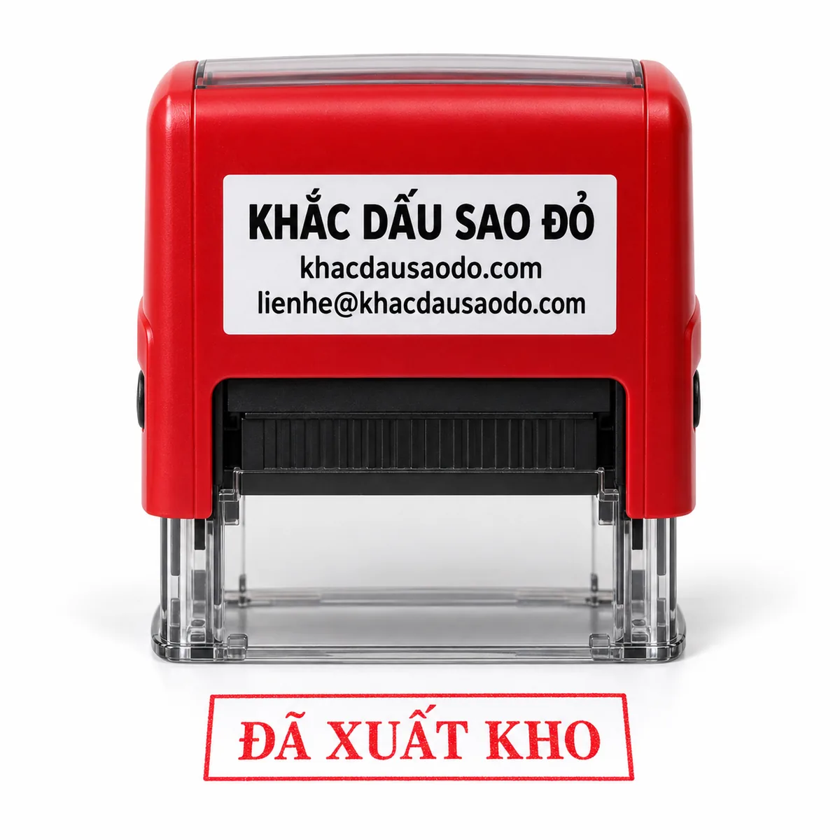 Dấu đã xuất kho ảnh chính nền trắng của Khắc Dấu Sao Đỏ