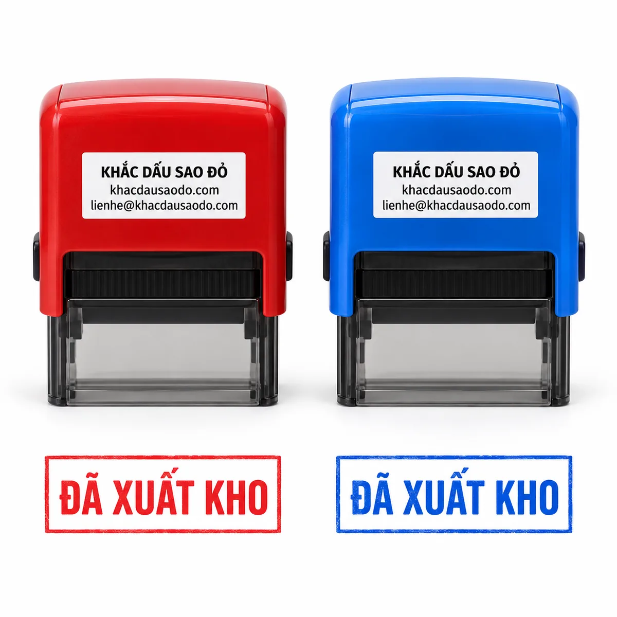 Dấu đã xuất kho cận cảnh chi tiết của Khắc Dấu Sao Đỏ