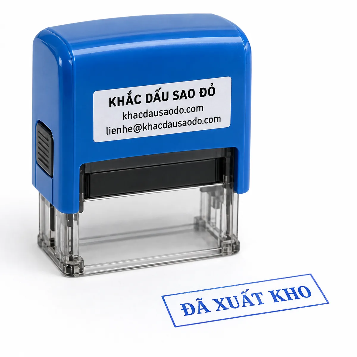 Dấu đã xuất kho góc nghiêng phải của Khắc Dấu Sao Đỏ