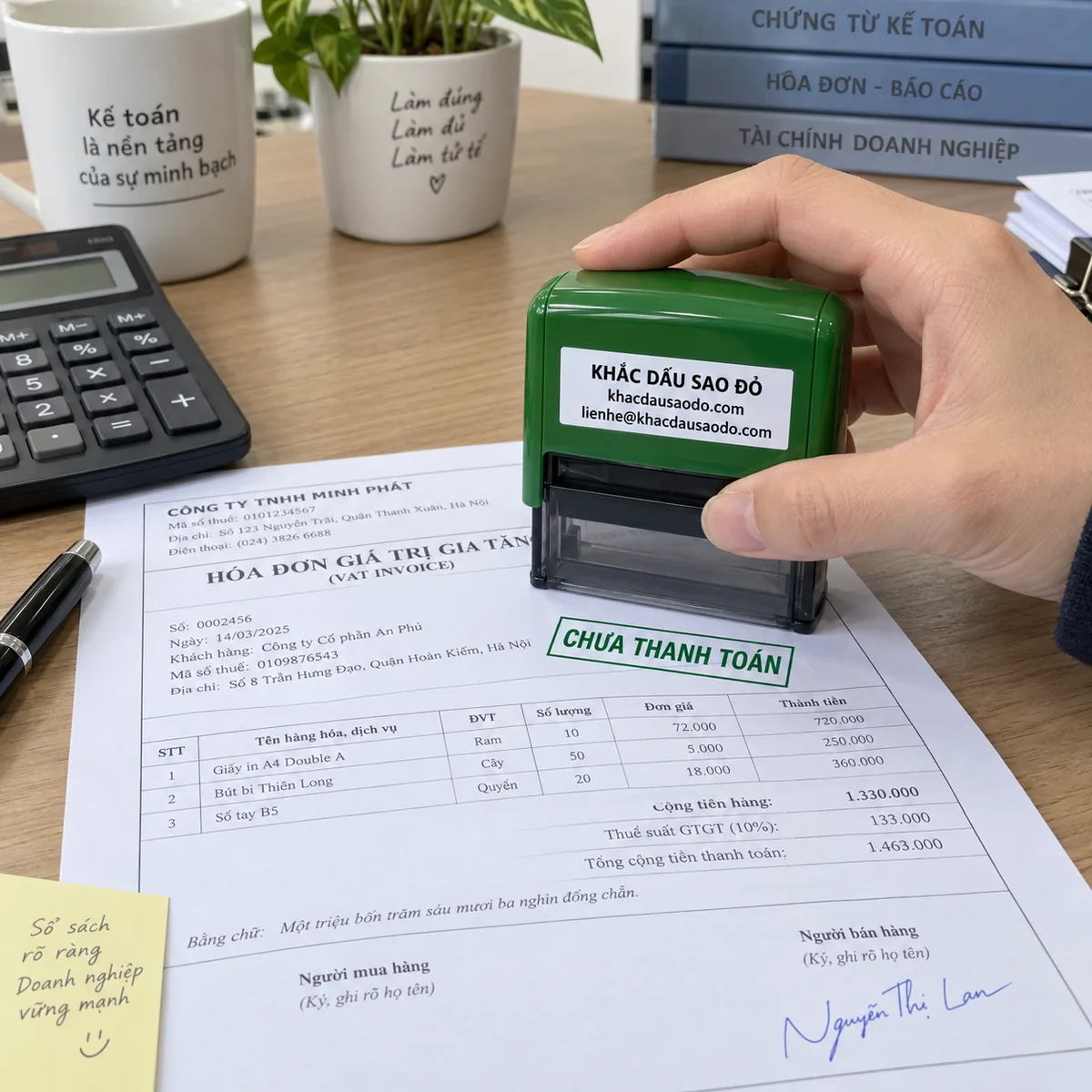 Dấu chưa thanh toán bố cục nhóm sản phẩm của Khắc Dấu Sao Đỏ