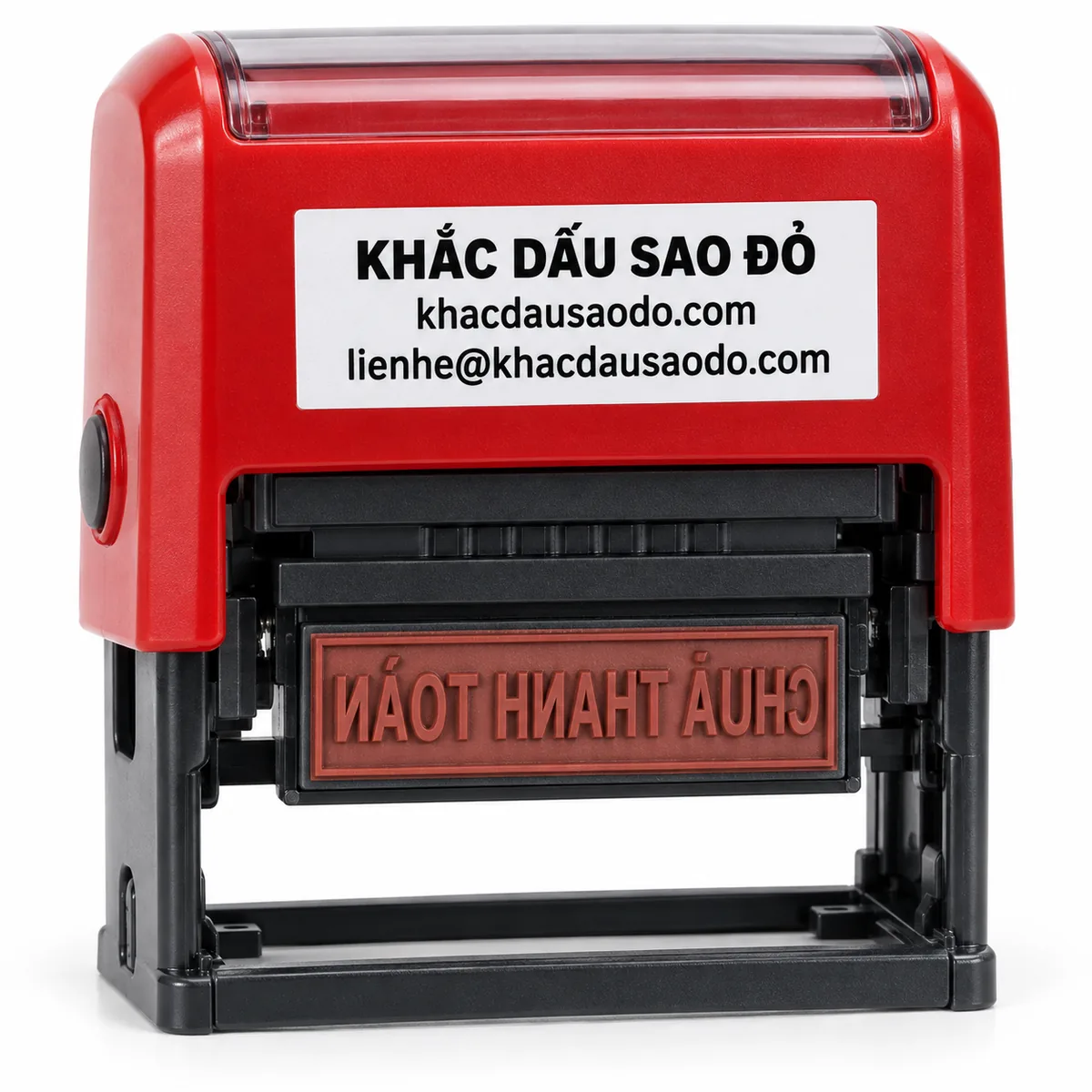 Dấu chưa thanh toán góc chụp catalog của Khắc Dấu Sao Đỏ