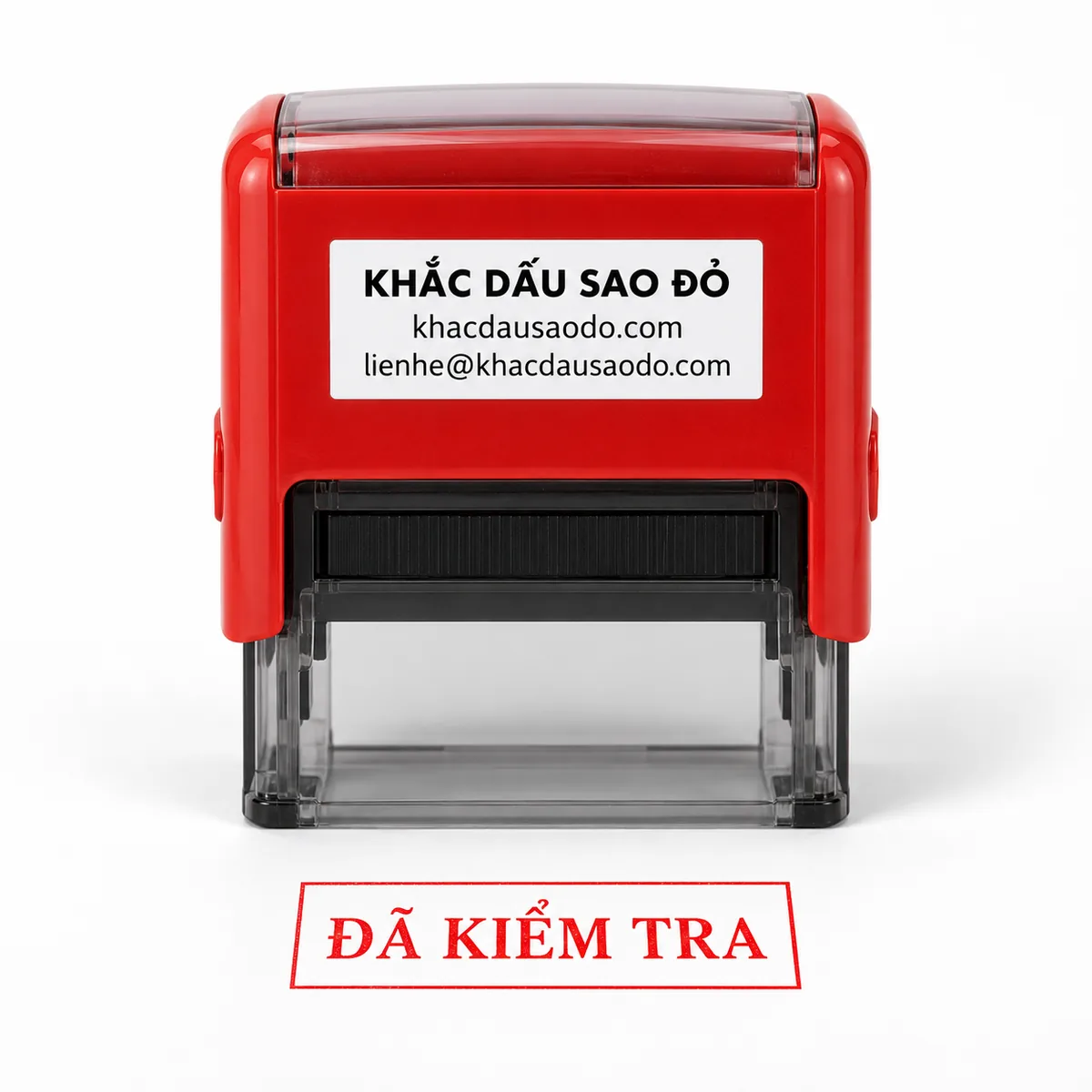 Dấu đã kiểm tra ảnh chính nền trắng của Khắc Dấu Sao Đỏ