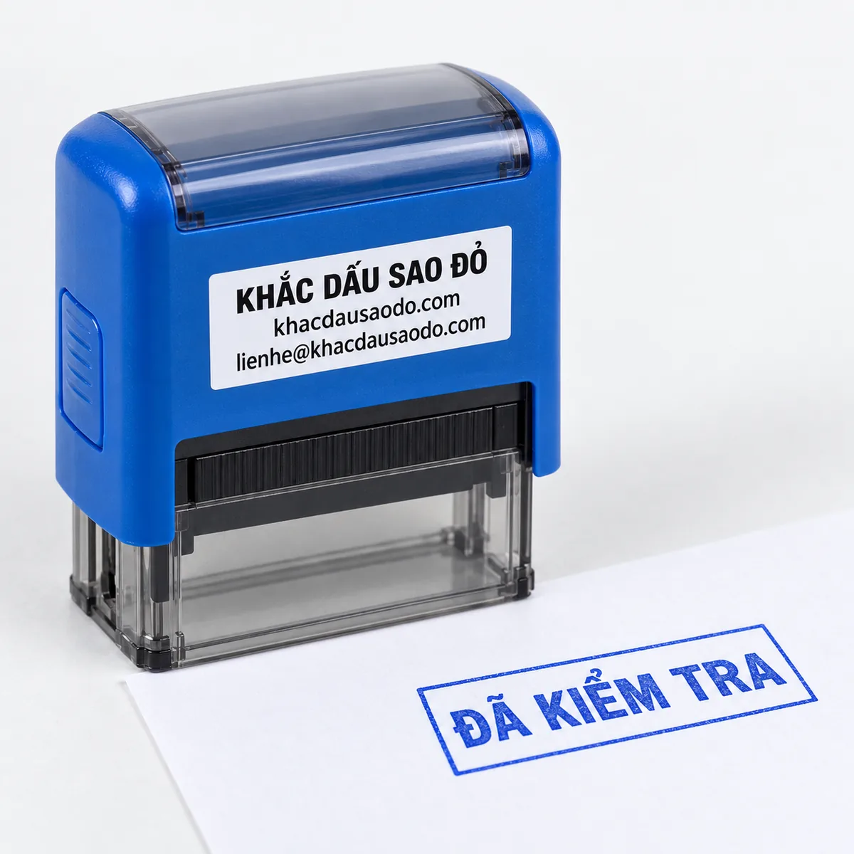Dấu đã kiểm tra cùng bản đóng mẫu của Khắc Dấu Sao Đỏ