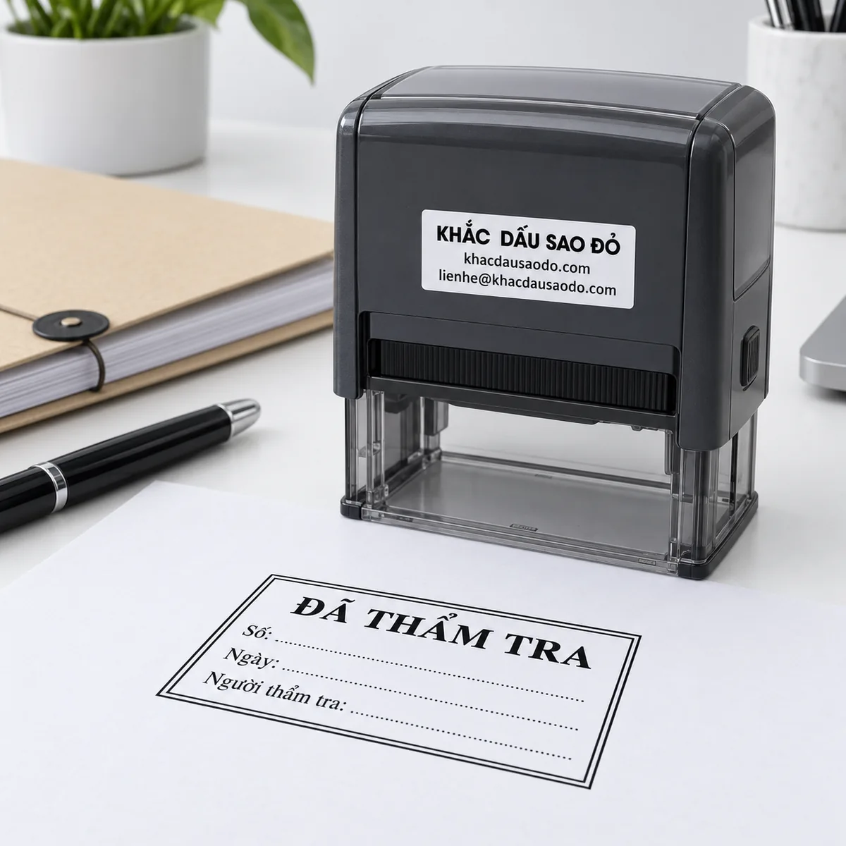 Dấu đã thanh toán minh họa khi sử dụng của Khắc Dấu Sao Đỏ