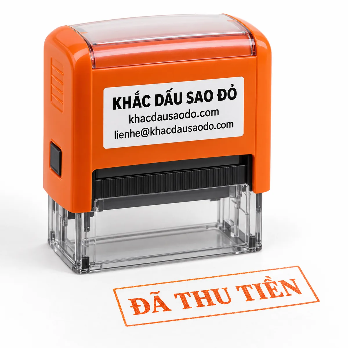 Dấu đã thu tiền cận cảnh chi tiết của Khắc Dấu Sao Đỏ