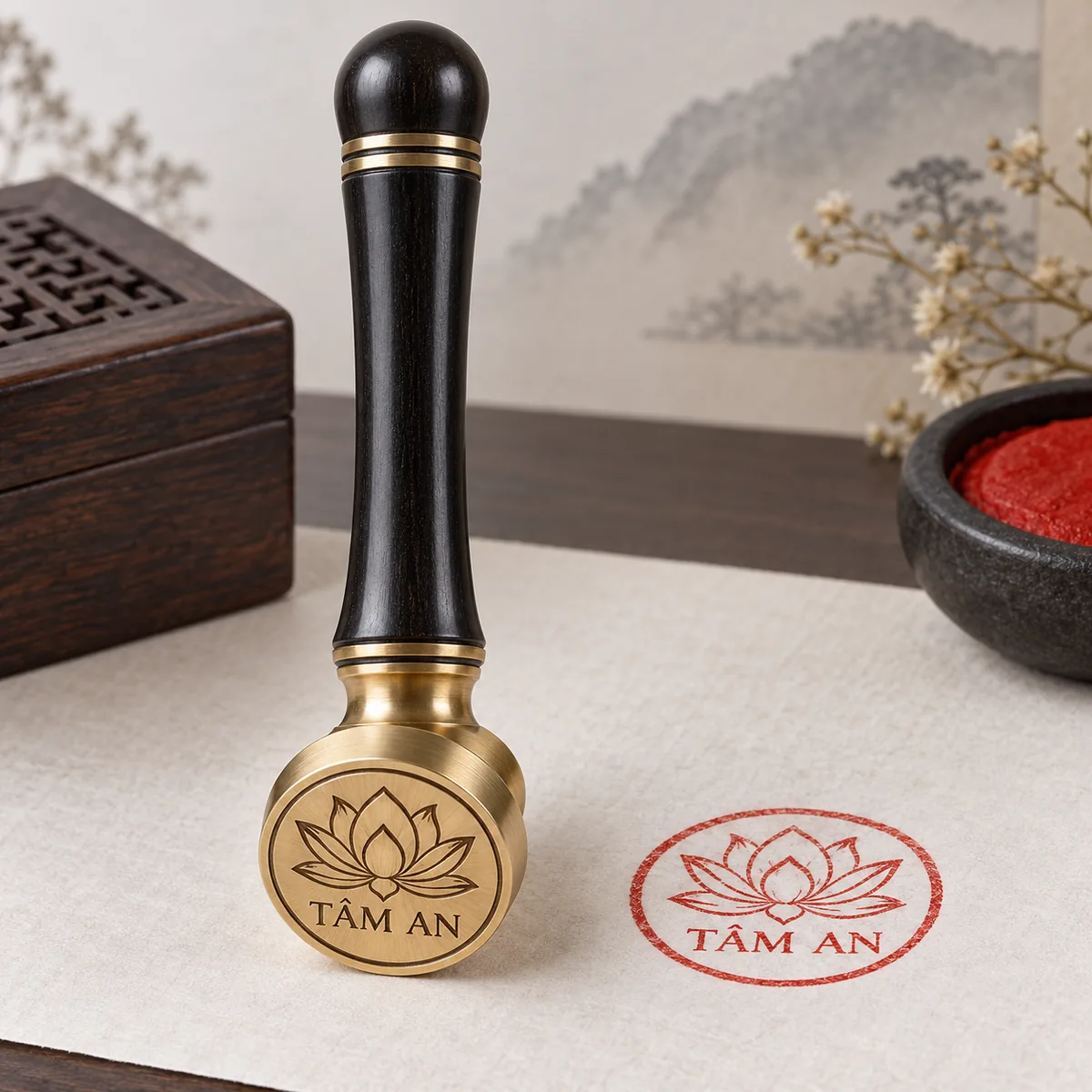 Dấu đồng minh họa khi sử dụng của Khắc Dấu Sao Đỏ