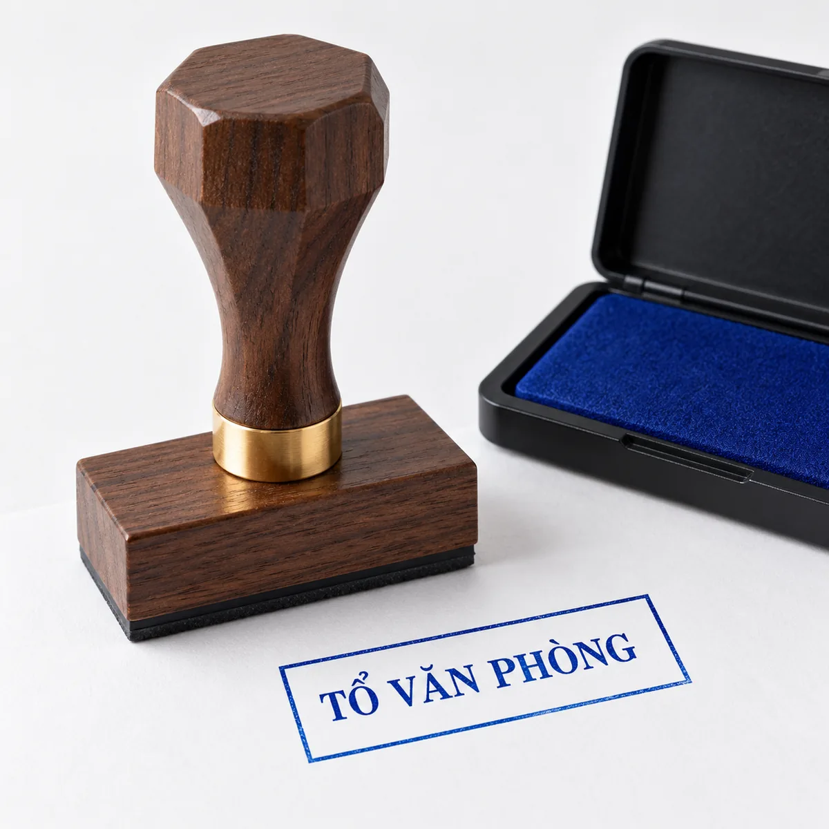 Dấu gỗ cùng bản đóng mẫu của Khắc Dấu Sao Đỏ