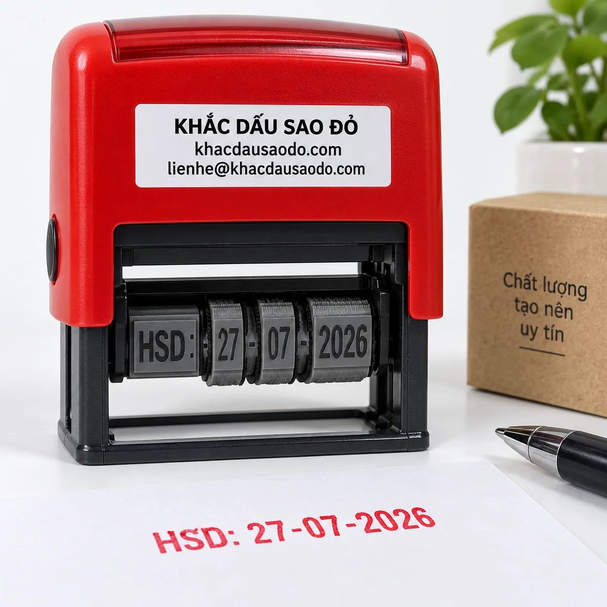 Dấu hạn sử dụng góc chụp catalog của Khắc Dấu Sao Đỏ