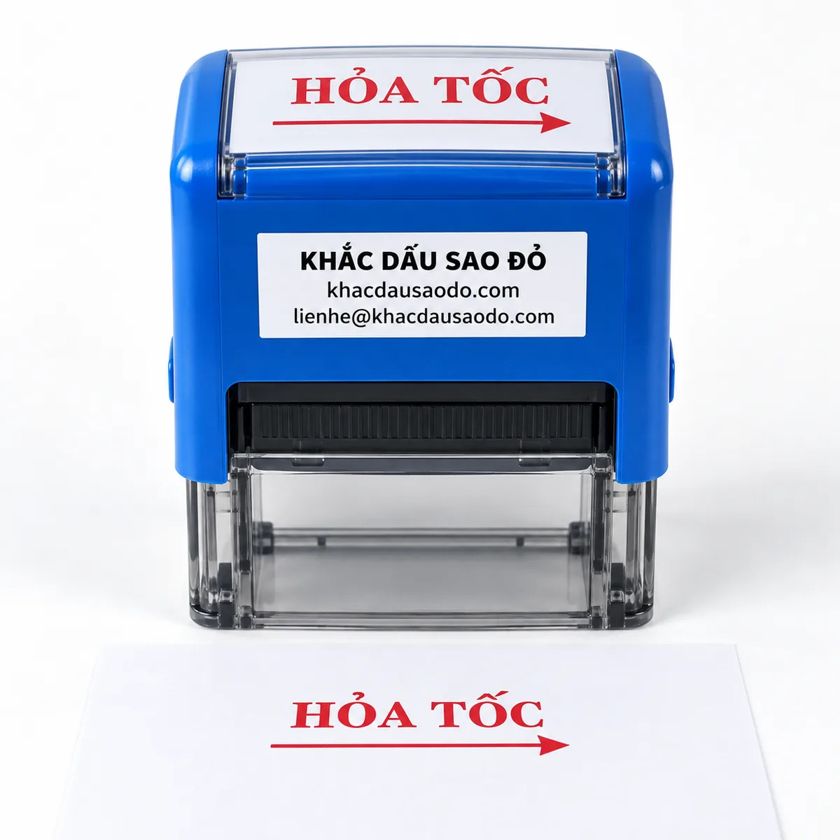 Dấu hỏa tốc cùng bản đóng mẫu của Khắc Dấu Sao Đỏ