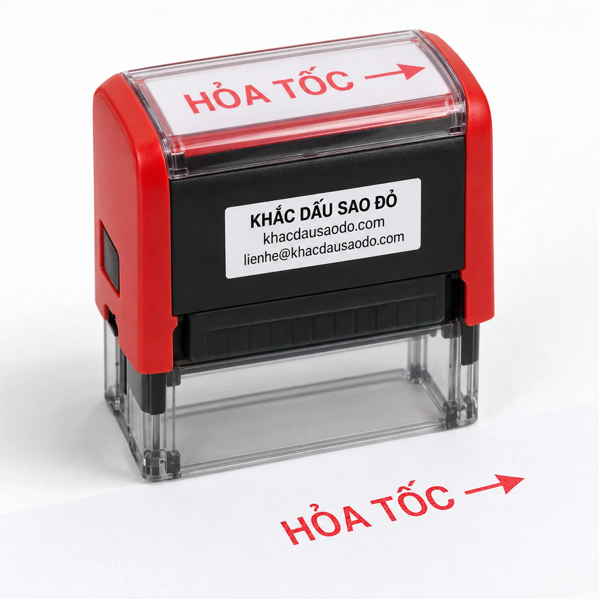 Dấu hỏa tốc bố cục nhóm sản phẩm của Khắc Dấu Sao Đỏ