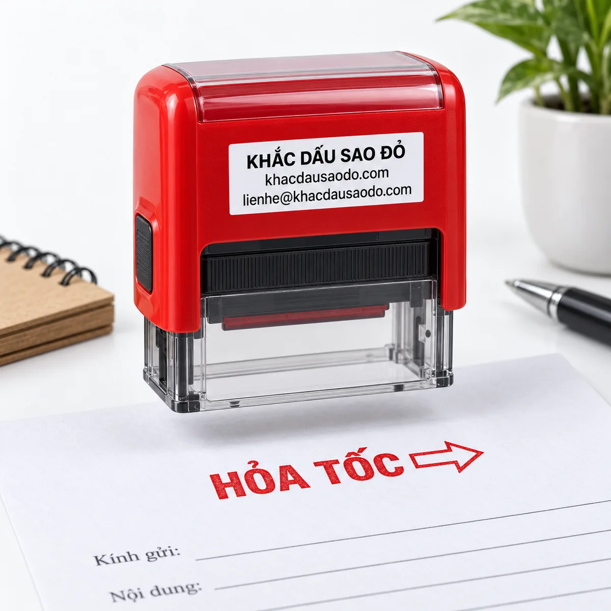 Dấu hỏa tốc góc nghiêng phải của Khắc Dấu Sao Đỏ