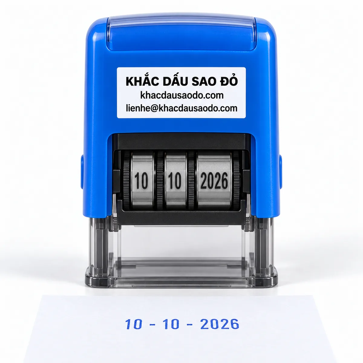 Dấu ngày tháng năm bố cục nhóm sản phẩm của Khắc Dấu Sao Đỏ