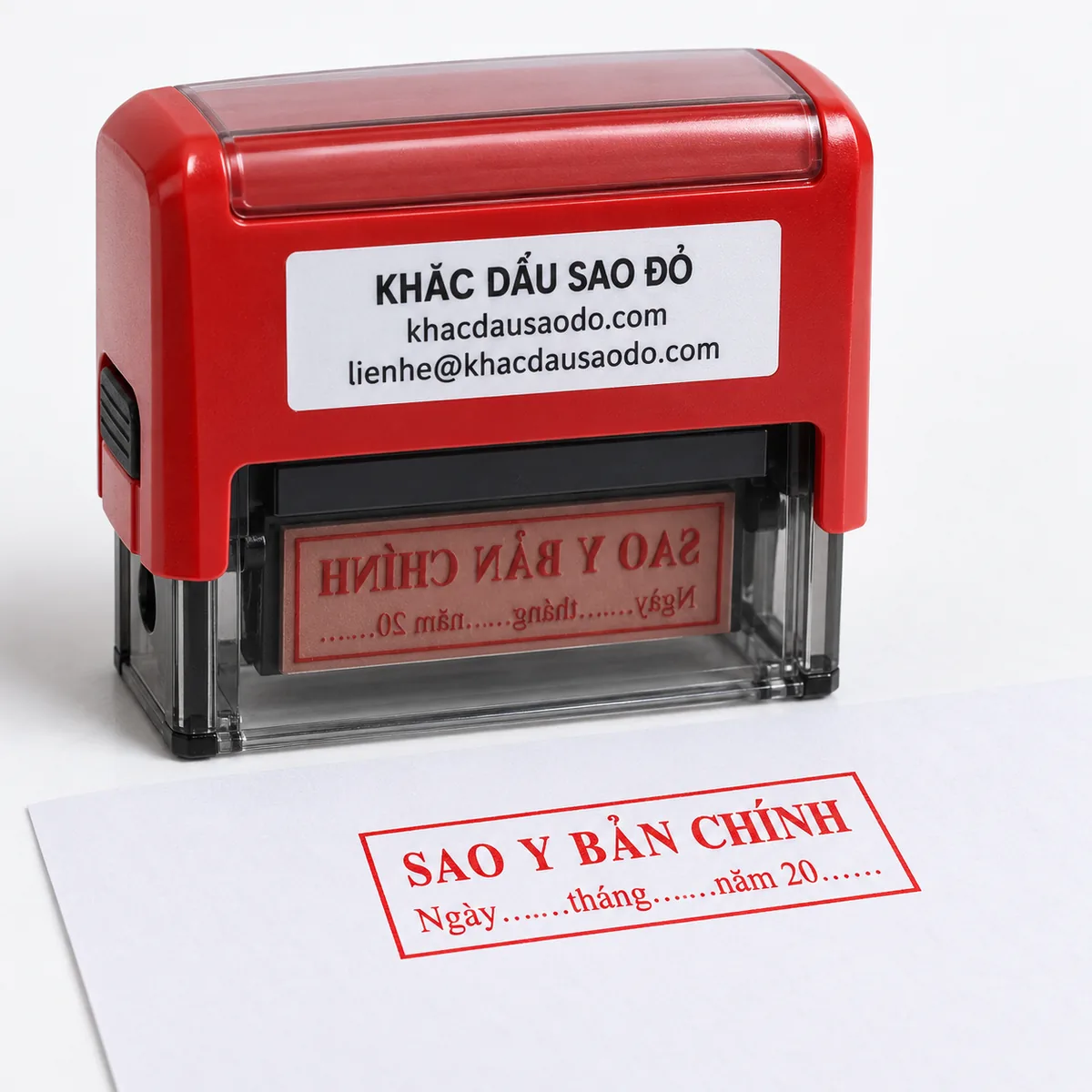 Dấu sao y bản chính góc chụp catalog của Khắc Dấu Sao Đỏ